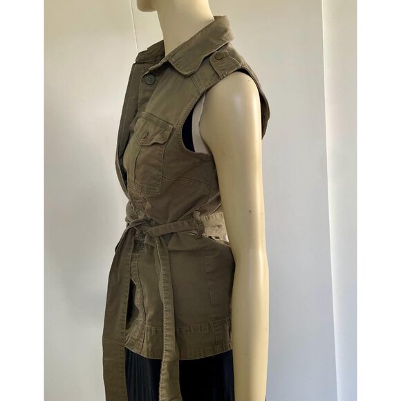 Khaki Vest with Belt, Size S/M, Shirt Vest, Y2K - Picture 7 of 11